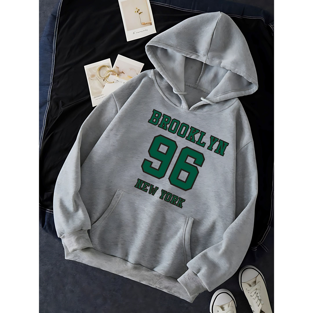 Premium Graphic Hoodie Grey - 96 BROOKLYN