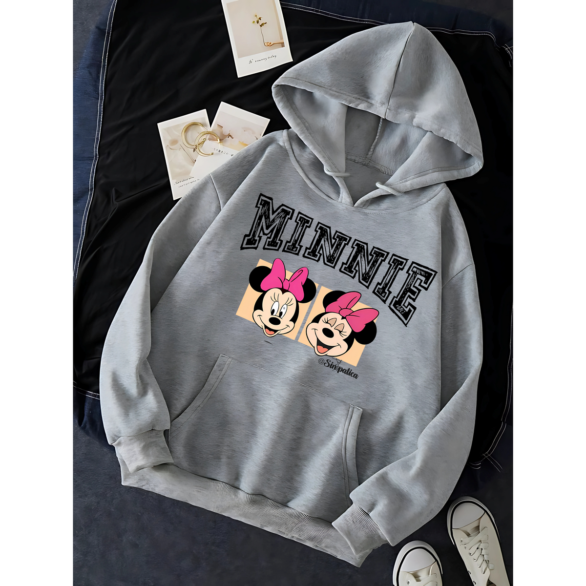 Premium Graphic Hoodie Grey - MINNIE