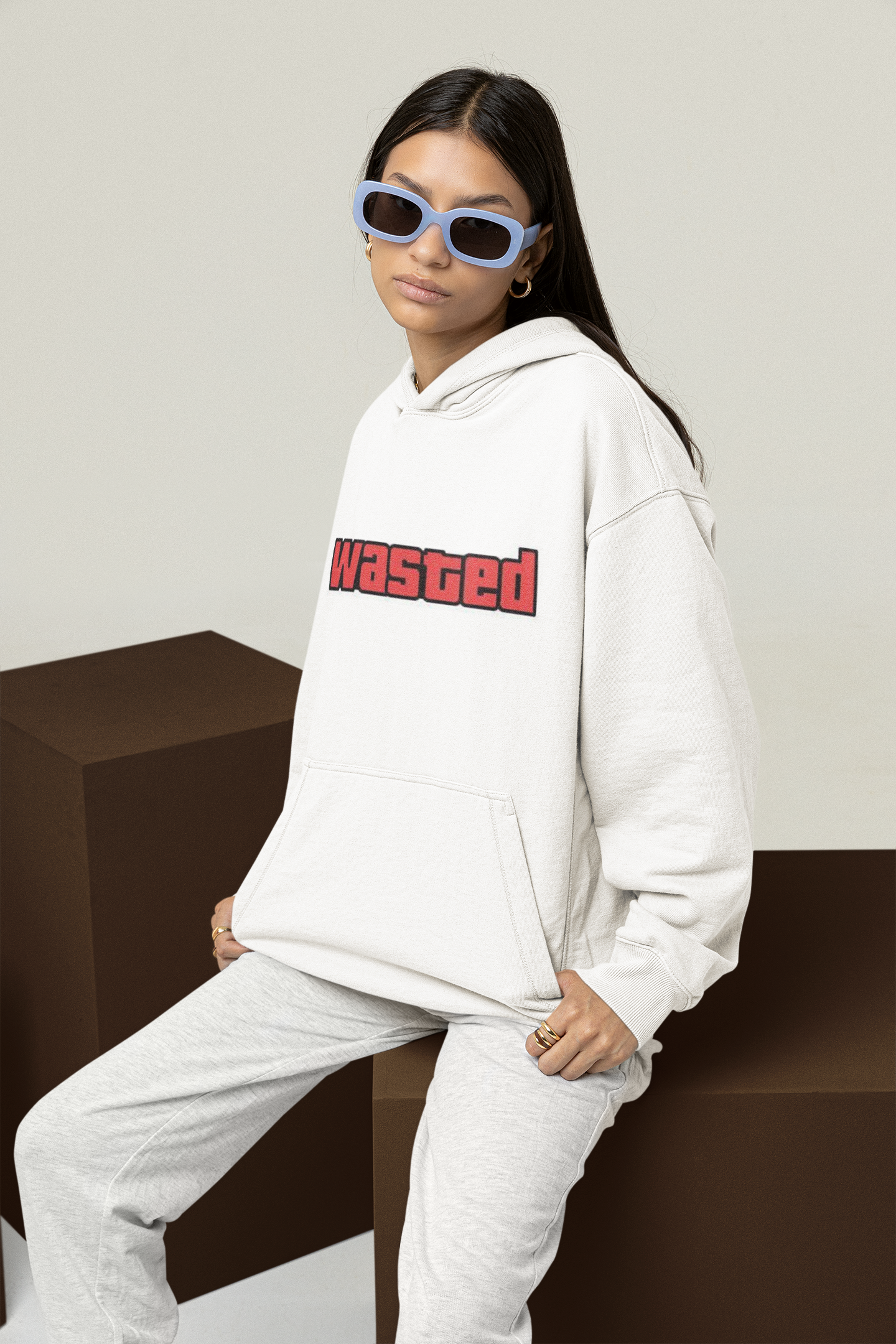 Premium Graphic Hoodie White - Wasted