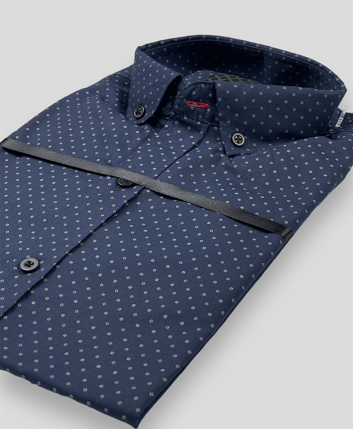 Button Down Printed Casual Shirt-Navy Blue