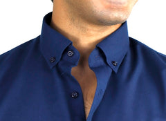 Button Down Plain Casual Shirt-  Blue