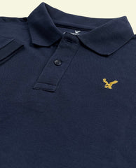 A-Eagle Mens Exclusive Pique Cotton Polo - NAVY BLUE