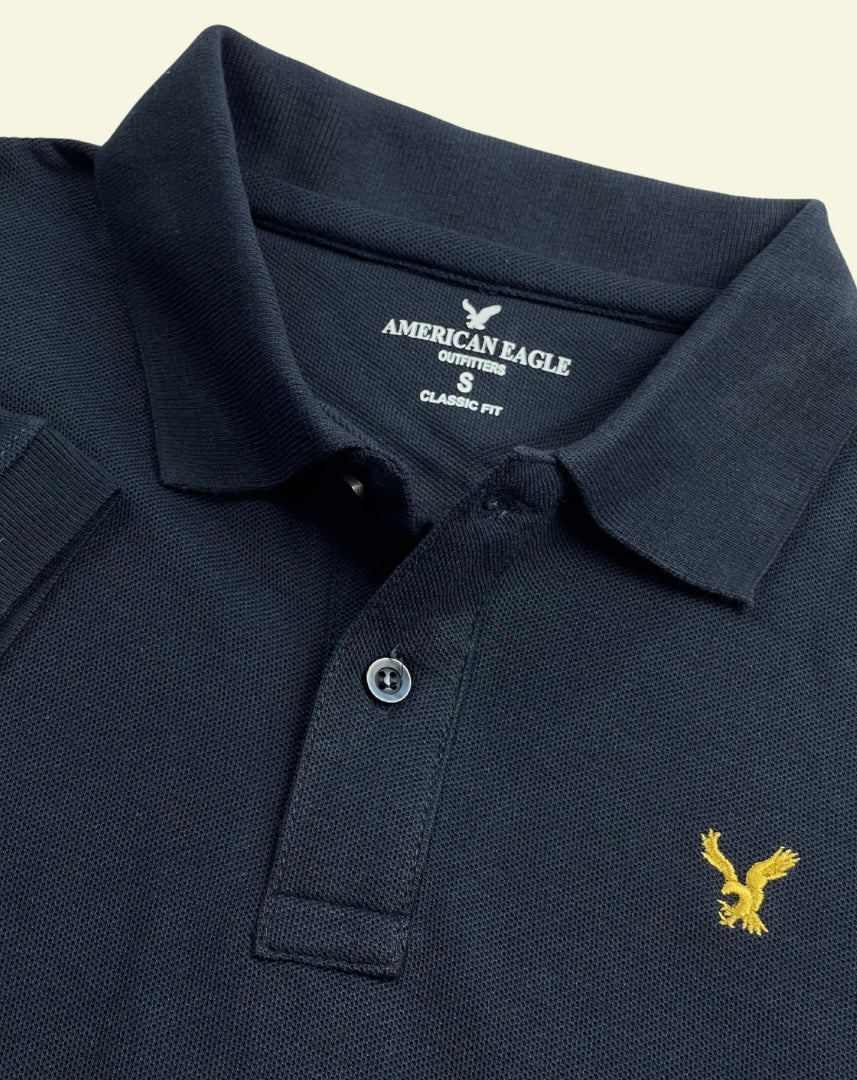 A-Eagle Mens Exclusive Pique Cotton Polo - NAVY BLUE