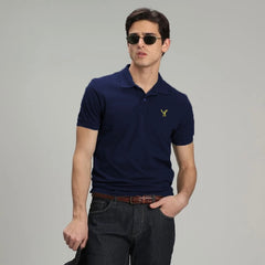 A-Eagle Mens Exclusive Pique Cotton Polo - NAVY BLUE