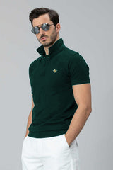 Mens Exclusive Pique Polo - Bottle Green