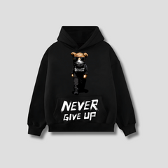 Premium Hoodie Black - BEAR NEVER GIVE UP